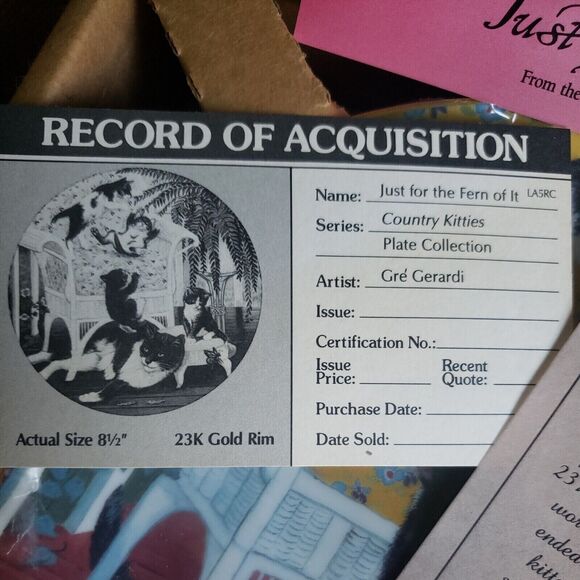 The Hamilton Collection Country Kitties By Gre Gerardi Just For The Fern Of It - Picture 7 of 7